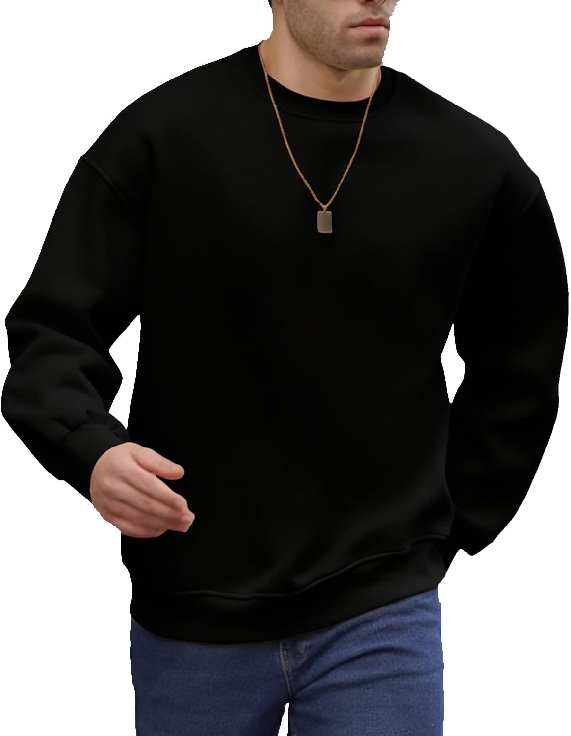 51XlUNo4ZLL._AC_SL1500_.jpg Men's Crewneck Sweatshirt Plain Sweatshirts Athletic Workout Sweat Shirts Soft Long Sleeve Pullover Shirt - Image 1