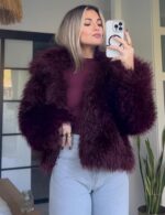 Womens Faux Fur Coat Winter Fluffy Faux Fur Jacket Long Sleeve Lapel Collar Furry Shaggy Parka Coat - Image 2