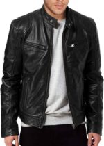 Men's  Genuine Lambskin Leather Biker Jacket