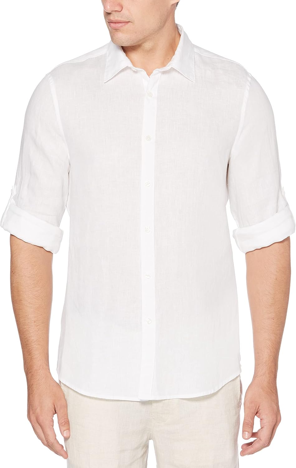 71-dviiuzfL._AC_SL1500_.jpg Men Roll Sleeve 100% Linen Button-Down Shirt (Size X-Small - 5X ) - Image 1