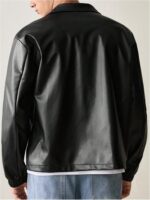Men's Faux Leather Jacket Collar Zip Up Motorcycle PU Jackets Lightweight Outerwear Biker Vintage Coat - Image 2