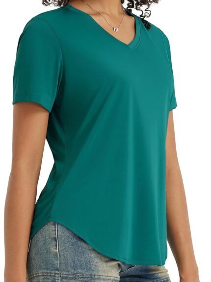 Women's Short Sleeve Shirts UPF 50+ Sun Shirt V Neck UV Workout Moisture Wicking Quick Dry T-Shirts