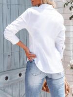 Women's Button Down Shirts Long Sleeve Dress Shirts Wrinkle Free Collared Work Office Solid Blouses Corset Tops - Image 2