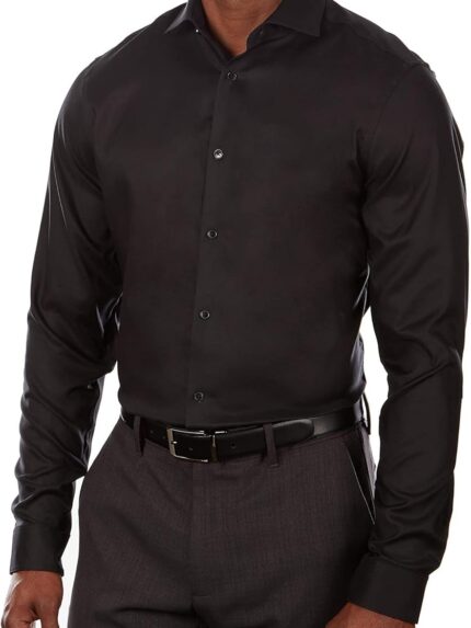 Men Slim Fit Non Iron Stretch Solid Dress Shirt