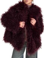 Womens Faux Fur Coat Winter Fluffy Faux Fur Jacket Long Sleeve Lapel Collar Furry Shaggy Parka Coat