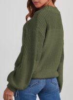 Women's Casual Long Sleeve Sweaters Loose Crewneck Knit Solid Pullover Sweater Jumper Tops - Image 2