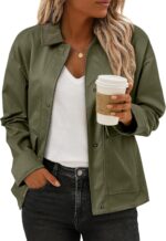 Jackets for Women Fall Fashion  Lightweight Coat Button Down Cropped s With Pockets