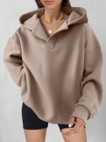 Womens Oversized Hoodies V Neck Sweatshirts Fleece Long Sleeve Pullover Y2K Clothes  Fall Trendy Outfits - Image 2