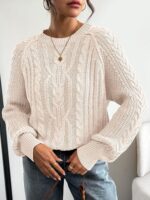 Women's Oversized Cable Knit Crewneck Fall Pullover Sweaters - Image 2