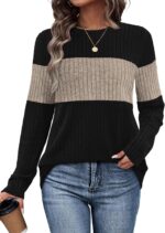 Womens Sweaters Trendy Color Block Tops Long Sleeve Shirts Fall Outfits Early Fall Fashion  Winter Clothing